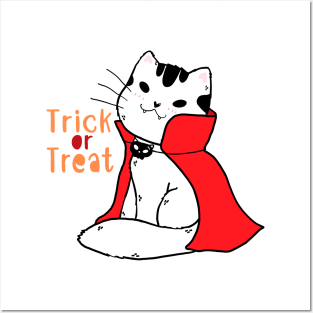 Cat Dracula halloween trick or treat Posters and Art
